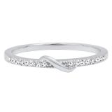 0.10 Carat (ctw) 10K White Gold Round White Diamond Ladies Anniversary Wedding Band 1/10 CT