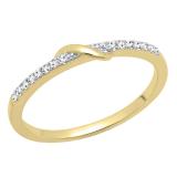 0.10 Carat (ctw) 10K Yellow Gold Round White Diamond Ladies Anniversary Wedding Band 1/10 CT