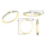 0.10 Carat (ctw) 10K Yellow Gold Round White Diamond Ladies Anniversary Wedding Band 1/10 CT