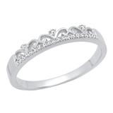 0.07 Carat (ctw) 10K White Gold Round Diamond Ladies Bridal Crown Anniversary Wedding Band