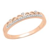 0.07 Carat (ctw) 18K Rose Gold Round Diamond Ladies Bridal Crown Anniversary Wedding Band