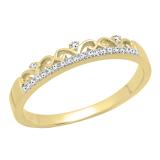 0.07 Carat (ctw) 18K Yellow Gold Round Diamond Ladies Bridal Crown Anniversary Wedding Band