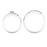 0.06 Carat (ctw) 10K White Gold Round White Diamond Men & Women's Trio Bridal Set