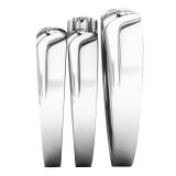 0.06 Carat (ctw) 10K White Gold Round White Diamond Men & Women's Trio Bridal Set