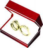 0.06 Carat (ctw) 14K Yellow Gold Round White Diamond Men & Women's Trio Bridal Set