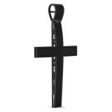 2.20 Carat (ctw) Black Rhodium Plated Sterling Silver Round Diamond Ladies Cross Pendant