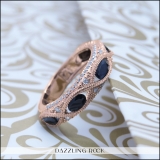 10K Rose Gold 5X3 MM Each Oval Blue Sapphire & Round White Diamond Ladies Stackable Wedding Band
