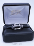18K White Gold 5X3 MM Each Oval Blue Sapphire & Round White Diamond Ladies Stackable Wedding Band
