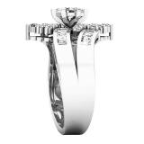 1.00 Carat (ctw) 14K White Gold MarquiseBaguette & Round Diamonds Fashion Right Hand Ring 1 CT