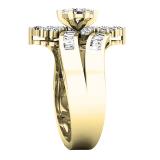 1.00 Carat (ctw) 14K Yellow Gold MarquiseBaguette & Round Diamonds Fashion Right Hand Ring 1 CT