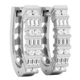 0.25 Carat (Ctw) 10K White Gold Round White Diamond Ladies Fashion Hoop Earrings 1/4 CT
