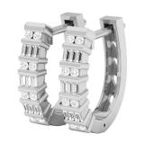 0.25 Carat (Ctw) 10K White Gold Round White Diamond Ladies Fashion Hoop Earrings 1/4 CT