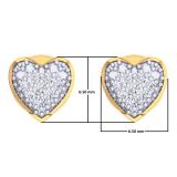 0.09 Carat (ctw) 18K Yellow Gold Plated Sterling Silver Round Diamond Heart Mens Iced Stud Earrings