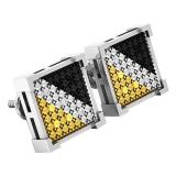 0.07 Carat (ctw) Sterling Silver Real Diamond V-Prong Mens Hip Hop Iced Stud Earrings