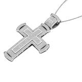 1.60 Carat (ctw) Sterling Silver Round Diamond Mens Hip Hop Religious Cross Pendant 1 1/2 CT