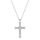0.73 Carat (ctw) Sterling Silver Round White Diamond Mens Hip Hop Religious Cross Pendant 3/4 CT