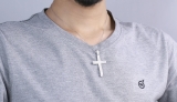 0.73 Carat (ctw) Sterling Silver Round White Diamond Mens Hip Hop Religious Cross Pendant 3/4 CT