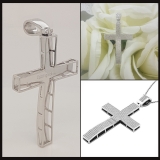 0.73 Carat (ctw) Sterling Silver Round White Diamond Mens Hip Hop Religious Cross Pendant 3/4 CT