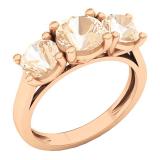 10K Rose Gold Round Morganite Ladies Vintage Bridal 3 Stone Engagement Ring