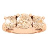 10K Rose Gold Round Morganite Ladies Vintage Bridal 3 Stone Engagement Ring