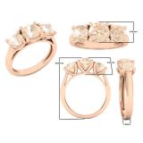 10K Rose Gold Round Morganite Ladies Vintage Bridal 3 Stone Engagement Ring