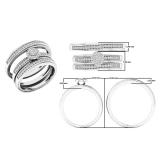 0.35 Carat (ctw) Sterling Silver Round White Diamond Men & Womens Micro Pave Engagement Ring Trio Bridal Set 1/3 CT