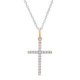 0.06 Carat (ctw) 14K Rose Gold Round Diamond Ladies Cross Pendant (Silver Chain Included)