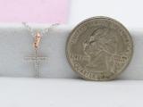 0.06 Carat (ctw) 18K Rose Gold Round Diamond Ladies Cross Pendant (Silver Chain Included)