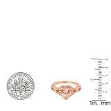 14K Rose Gold 7 MM Heart Morganite & Round White Diamond Ladies Swirl Halo Engagement Ring