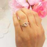 14K Rose Gold 7 MM Heart Morganite & Round White Diamond Ladies Swirl Halo Engagement Ring