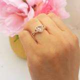 14K Rose Gold 7 MM Heart Morganite & Round White Diamond Ladies Swirl Halo Engagement Ring