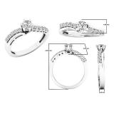 0.50 Carat (ctw) 10K White Gold Round Diamond Wave Ladies Promise Engagement Ring 1/2 CT