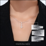 0.10 Carat (ctw) Sterling Silver Round Diamond Ladies Anchor Pendant 1/10 CT (Silver Chain Included)