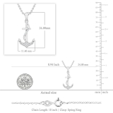 0.10 Carat (ctw) Sterling Silver Round Diamond Ladies Anchor Pendant 1/10 CT (Silver Chain Included)