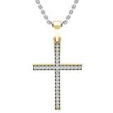 0.10 Carat (ctw) 10K Yellow Gold Round Diamond Ladies Cross Pendant 1/10 CT (Silver Chain Included)