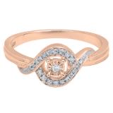 0.10 Carat (ctw) 10K Rose Gold Round White Diamond Ladies Swirl Promise Engagement Ring 1/10 CT