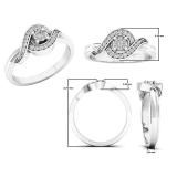 0.10 Carat (ctw) 10K White Gold Round White Diamond Ladies Swirl Promise Engagement Ring 1/10 CT