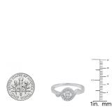 0.10 Carat (ctw) 10K White Gold Round White Diamond Ladies Swirl Promise Engagement Ring 1/10 CT