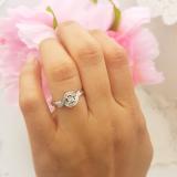 0.10 Carat (ctw) 10K White Gold Round White Diamond Ladies Swirl Promise Engagement Ring 1/10 CT