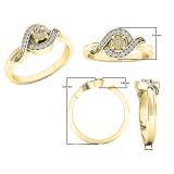 0.10 Carat (ctw) 10K Yellow Gold Round White Diamond Ladies Swirl Promise Engagement Ring 1/10 CT