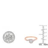 0.20 Carat (ctw) 10K Rose Gold Round Diamond Ladies Twisted Swirl Cluster Engagement Ring 1/5 CT