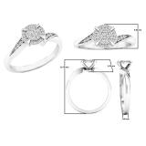 0.20 Carat (ctw) 10K White Gold Round Diamond Ladies Twisted Swirl Cluster Engagement Ring 1/5 CT