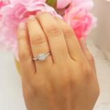 0.20 Carat (ctw) 10K White Gold Round Diamond Ladies Twisted Swirl Cluster Engagement Ring 1/5 CT