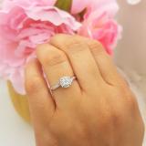 0.20 Carat (ctw) 10K White Gold Round Diamond Ladies Twisted Swirl Cluster Engagement Ring 1/5 CT
