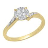 0.20 Carat (ctw) 10K Yellow Gold Round Diamond Ladies Twisted Swirl Cluster Engagement Ring 1/5 CT