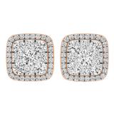 1.00 Carat (ctw) 10K Rose Gold Round White Diamond Ladies Cluster Style Stud Earrings 1 CT