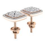 1.00 Carat (ctw) 10K Rose Gold Round White Diamond Ladies Cluster Style Stud Earrings 1 CT