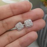 1.00 Carat (ctw) 10K White Gold Round White Diamond Ladies Cluster Style Stud Earrings 1 CT