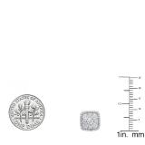 1.00 Carat (ctw) 10K White Gold Round White Diamond Ladies Cluster Style Stud Earrings 1 CT