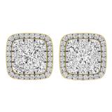 1.00 Carat (ctw) 18K Yellow Gold Round White Diamond Ladies Cluster Style Stud Earrings 1 CT